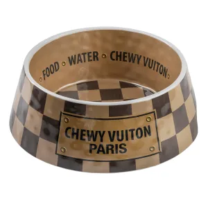 Checker Chewy Vuiton Bowl Dog Bowls  Multiple sizes to choose from.