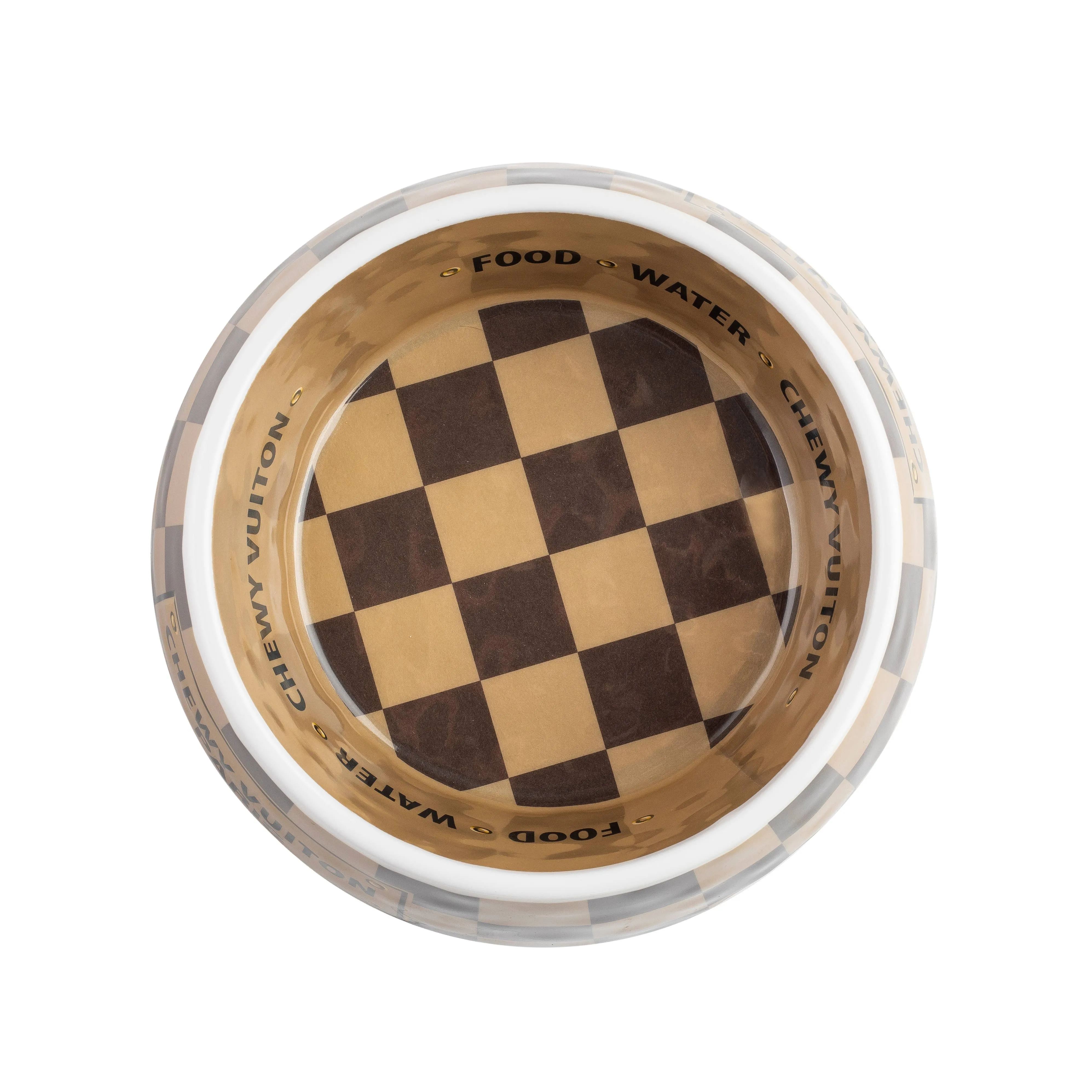 Checker Chewy Vuiton Bowl Dog Bowls  Multiple sizes to choose from.