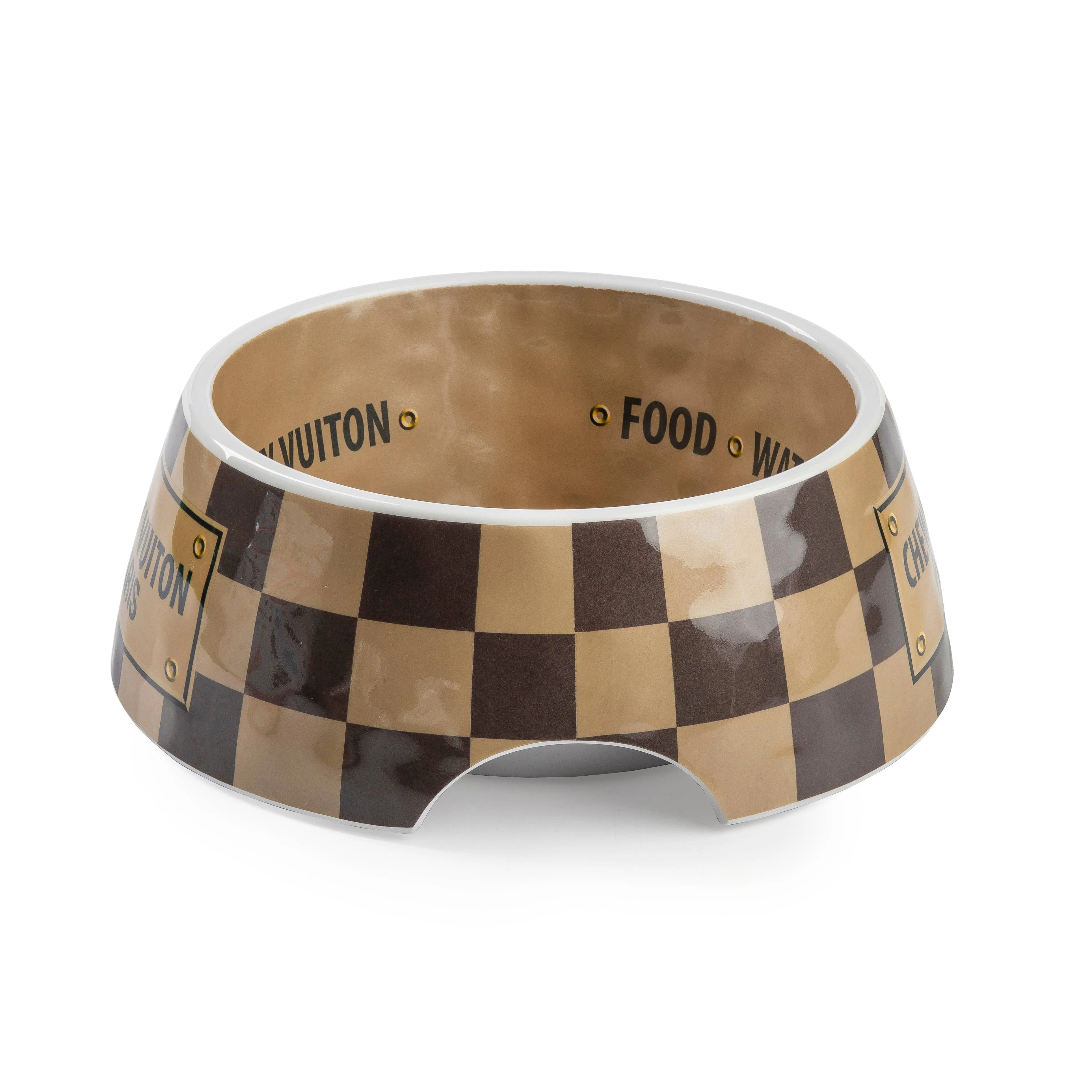 Checker Chewy Vuiton Bowl Dog Bowls  Multiple sizes to choose from.