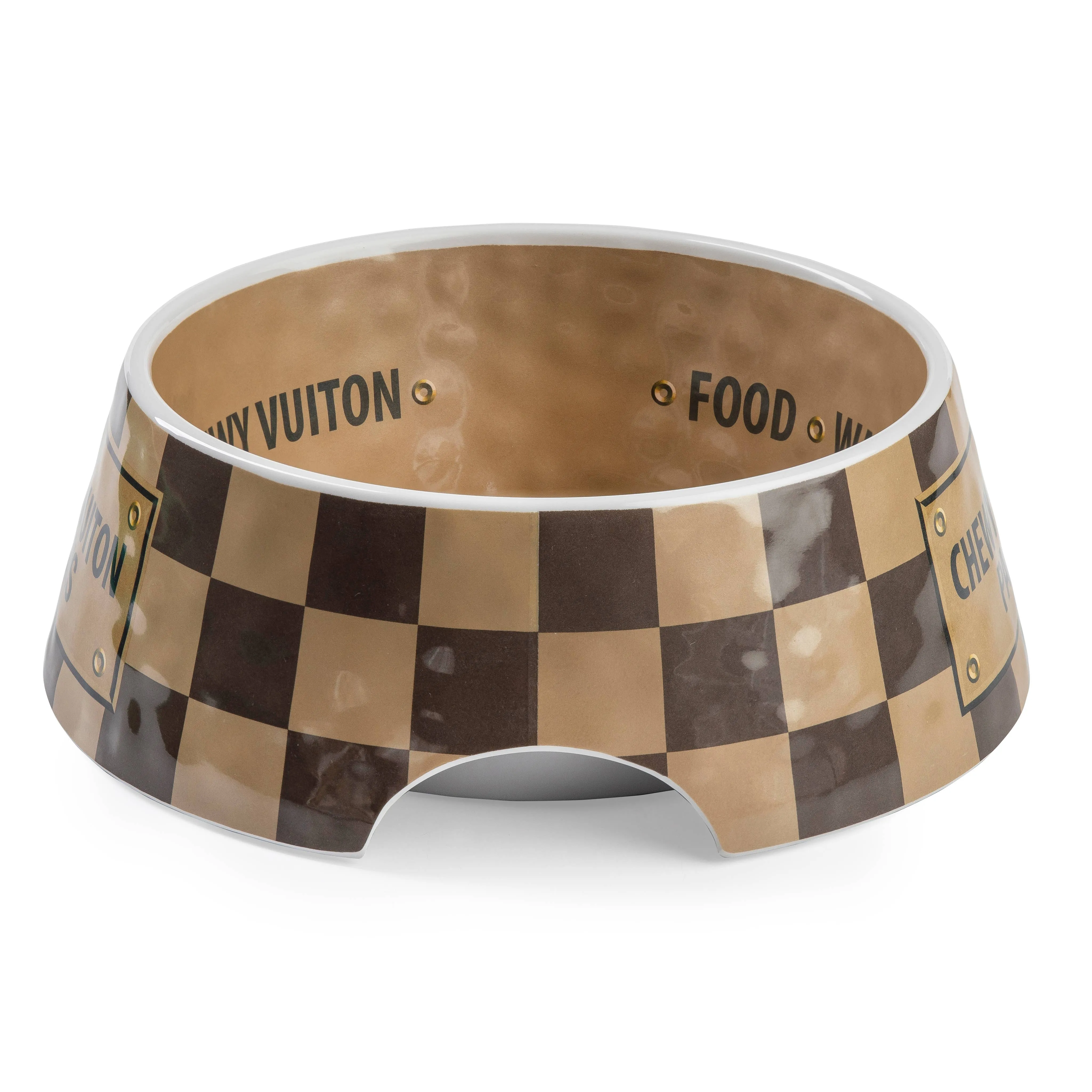 Checker Chewy Vuiton Bowl Dog Bowls  Multiple sizes to choose from.