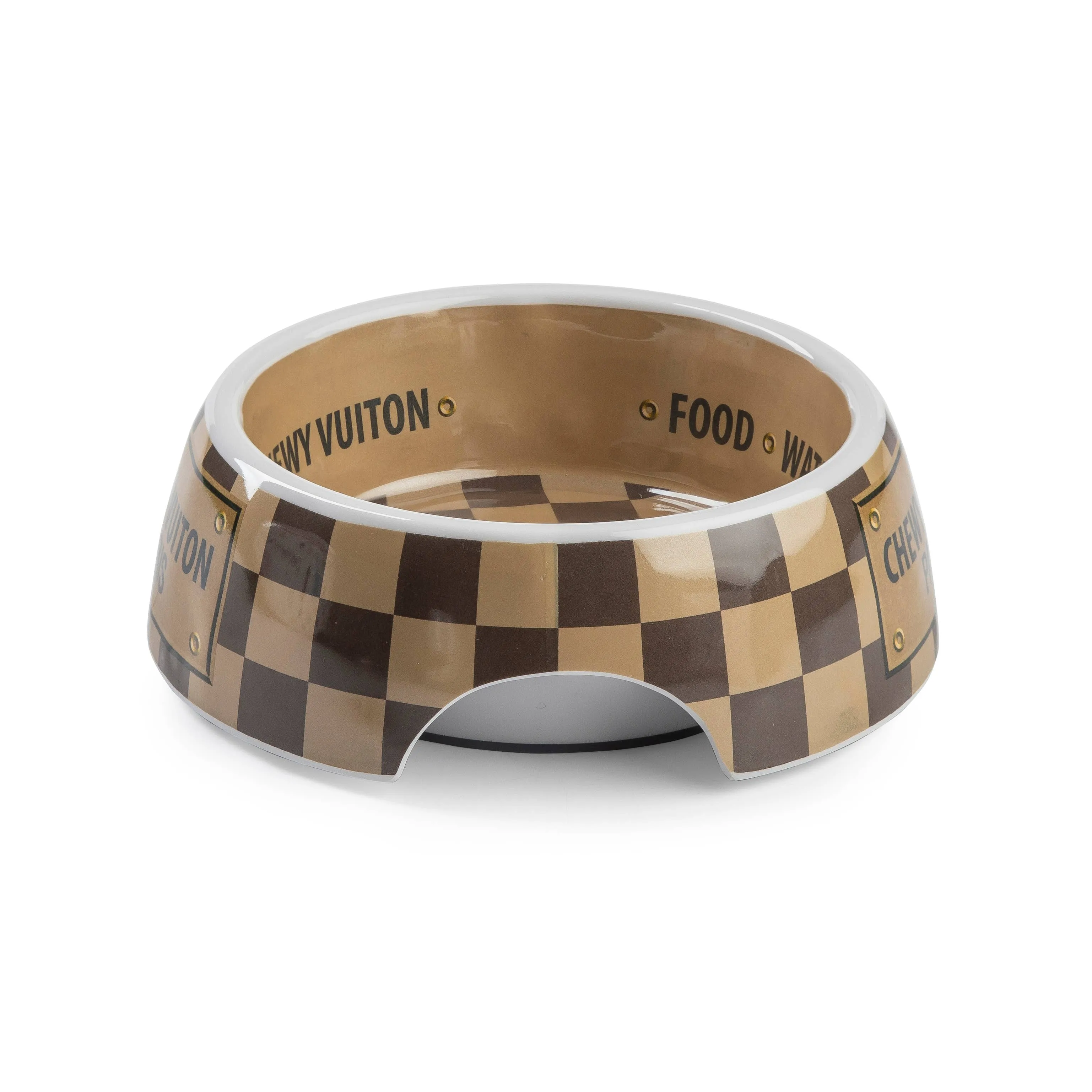Checker Chewy Vuiton Bowl Dog Bowls  Multiple sizes to choose from.