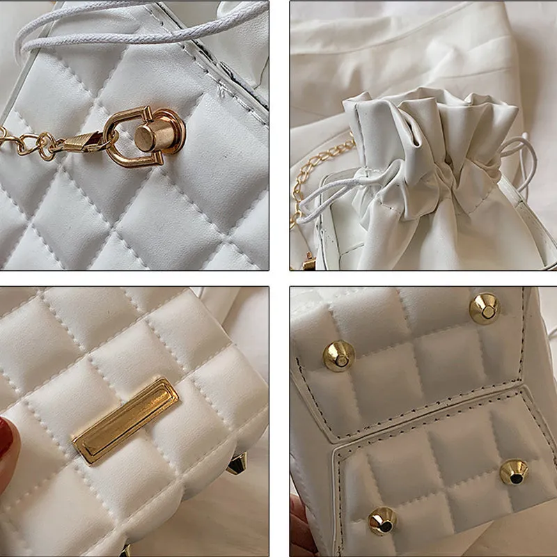 Checker Drawstring Crossbody Bag