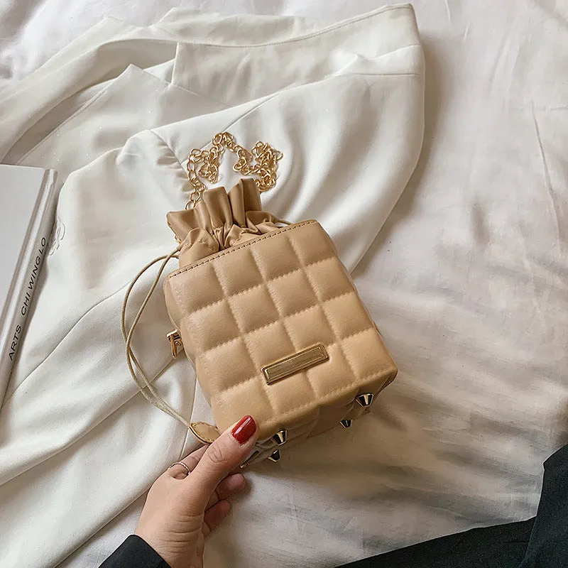 Checker Drawstring Crossbody Bag