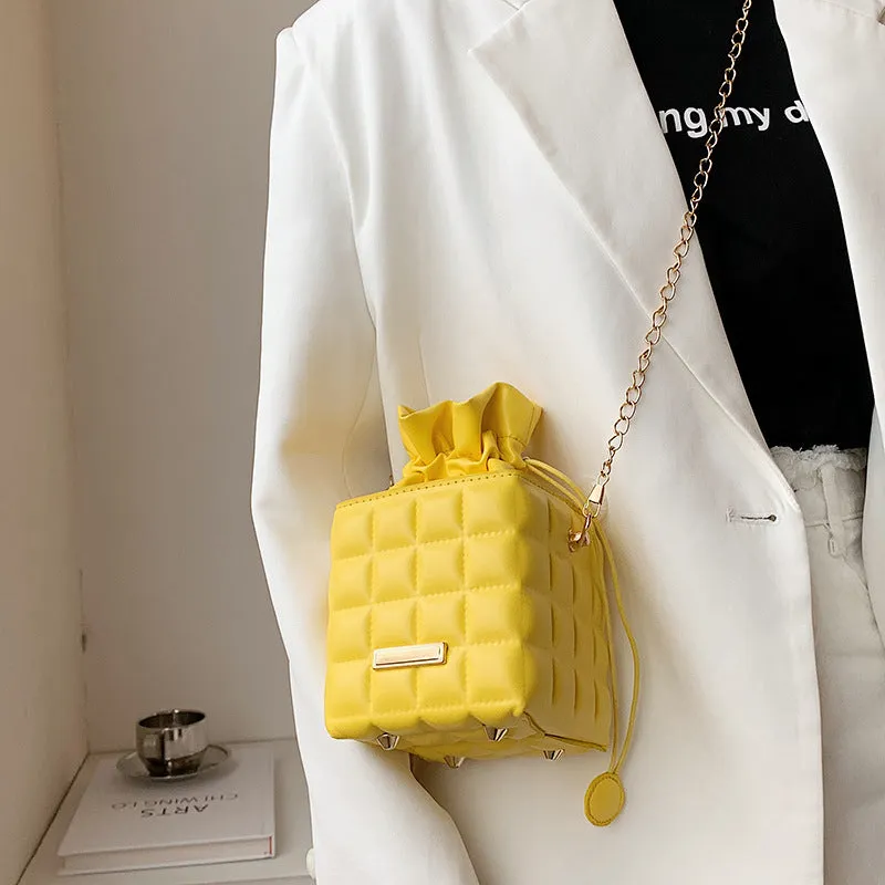 Checker Drawstring Crossbody Bag