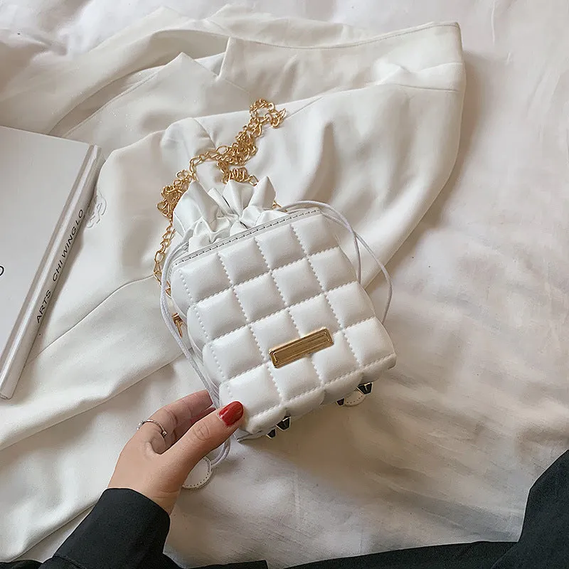 Checker Drawstring Crossbody Bag