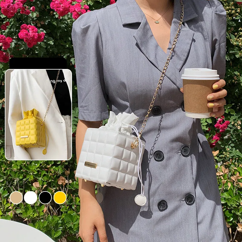 Checker Drawstring Crossbody Bag