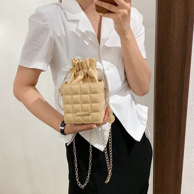 Checker Drawstring Crossbody Bag