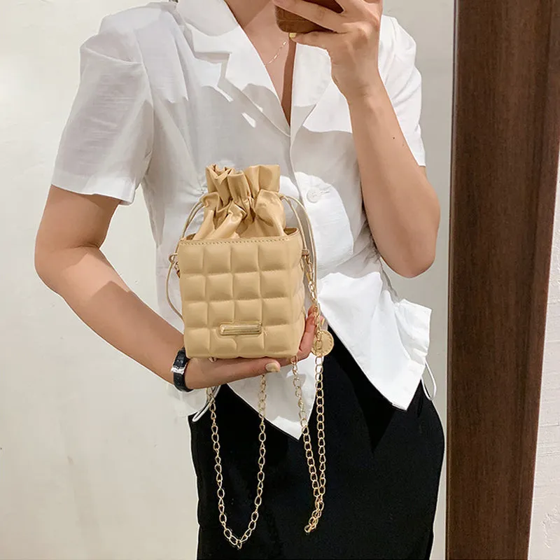 Checker Drawstring Crossbody Bag