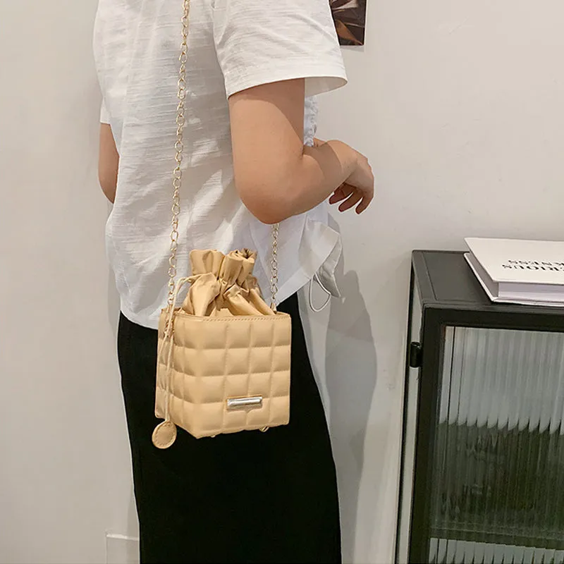Checker Drawstring Crossbody Bag