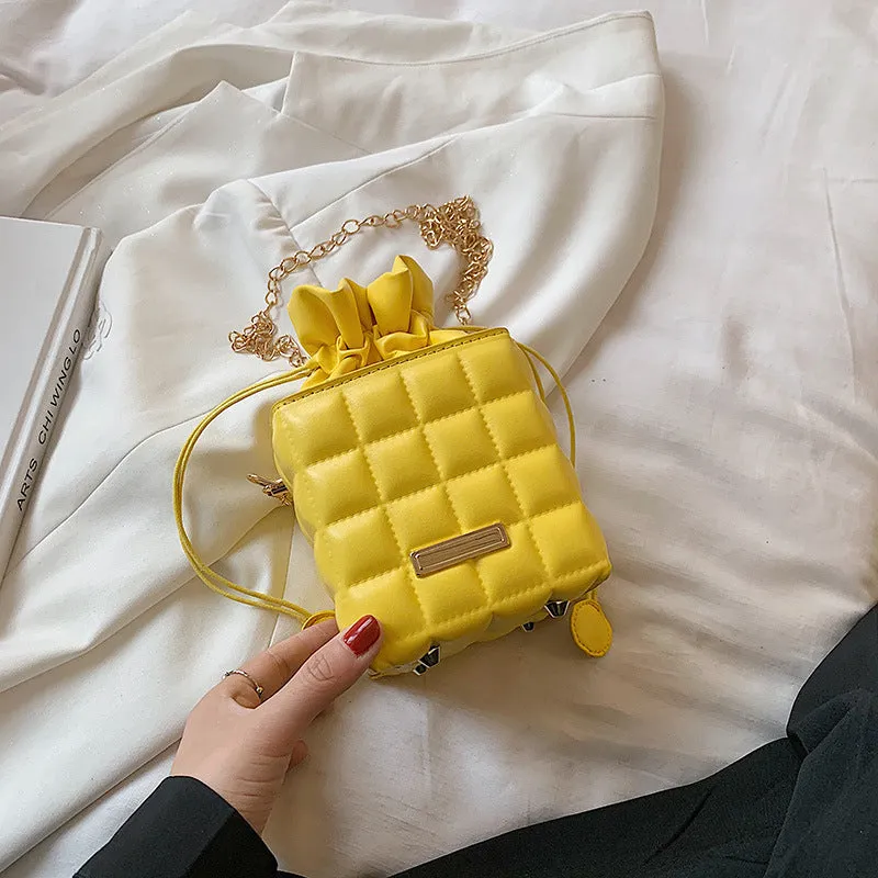 Checker Drawstring Crossbody Bag