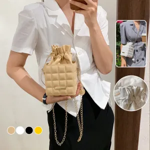 Checker Drawstring Crossbody Bag
