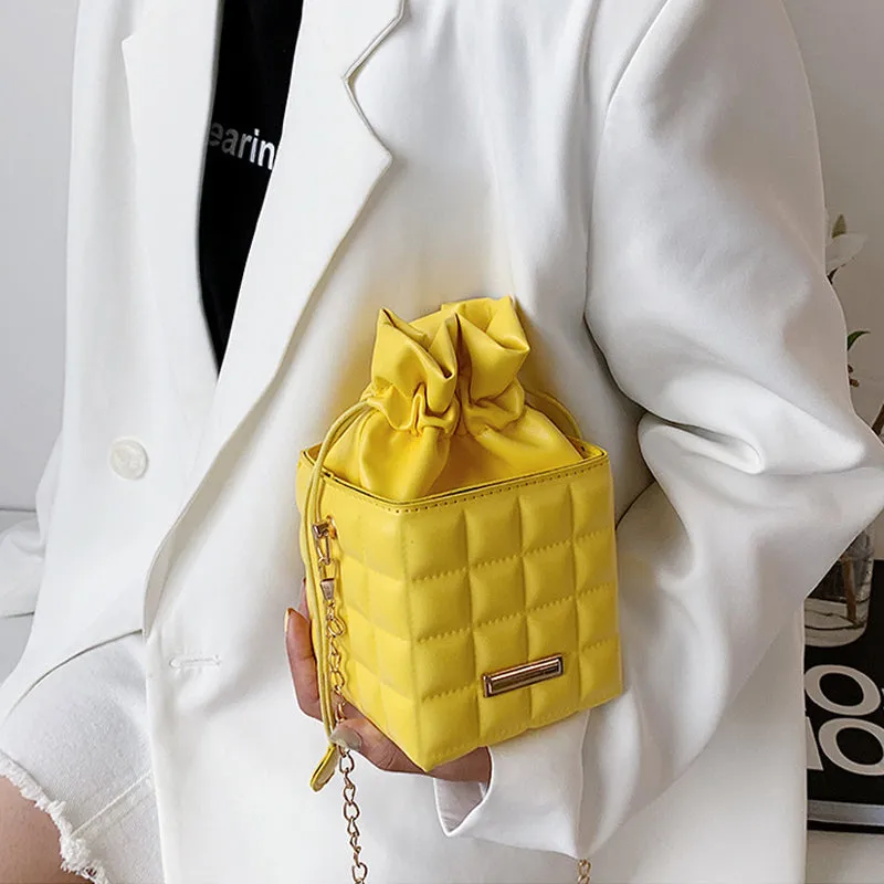 Checker Drawstring Crossbody Bag