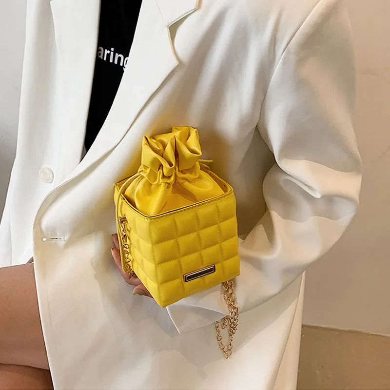 Checker Drawstring Crossbody Bag