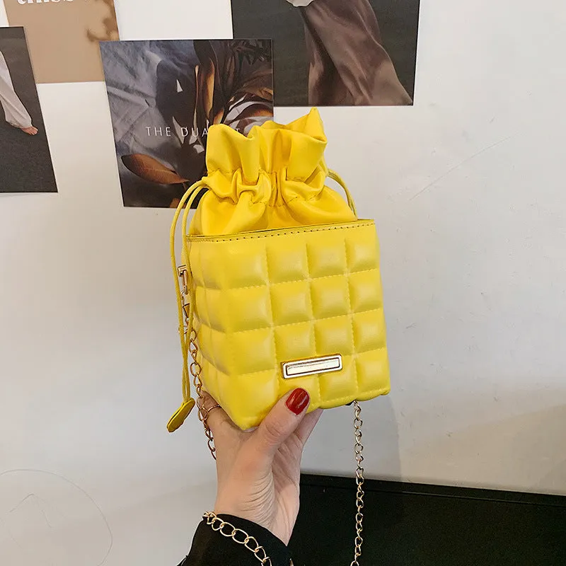 Checker Drawstring Crossbody Bag