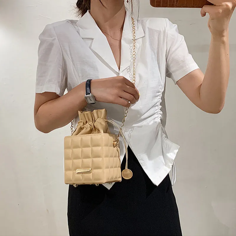 Checker Drawstring Crossbody Bag