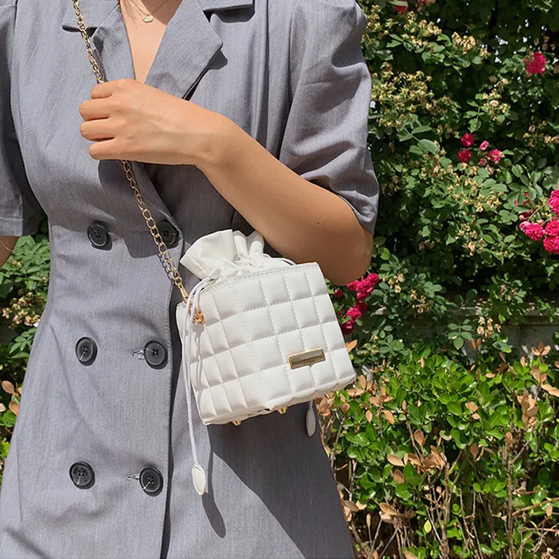 Checker Drawstring Crossbody Bag
