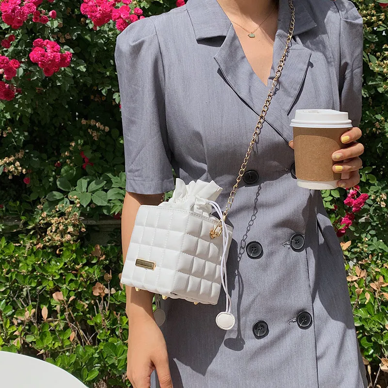 Checker Drawstring Crossbody Bag