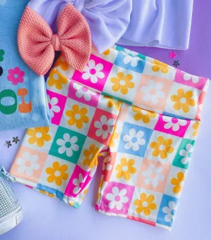 checker floral biker shorts