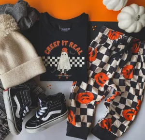 checker pumpkin joggers