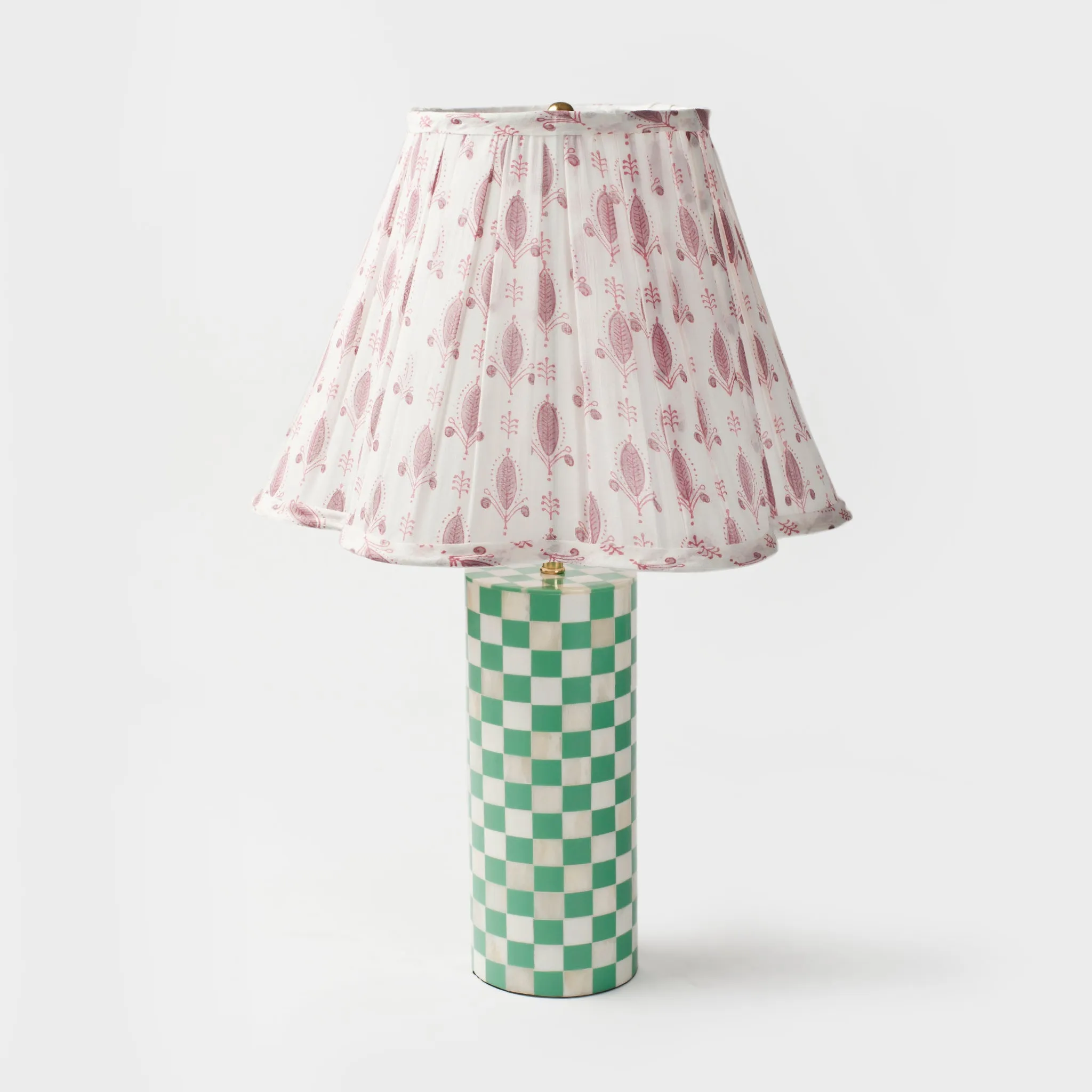 Checker Table Lamp- Indie Green