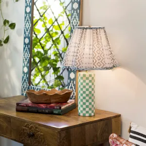 Checker Table Lamp- Indie Green
