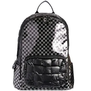 Checker Woven Quilted Backpack
