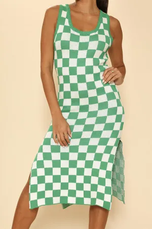 Checkered knit tank dress