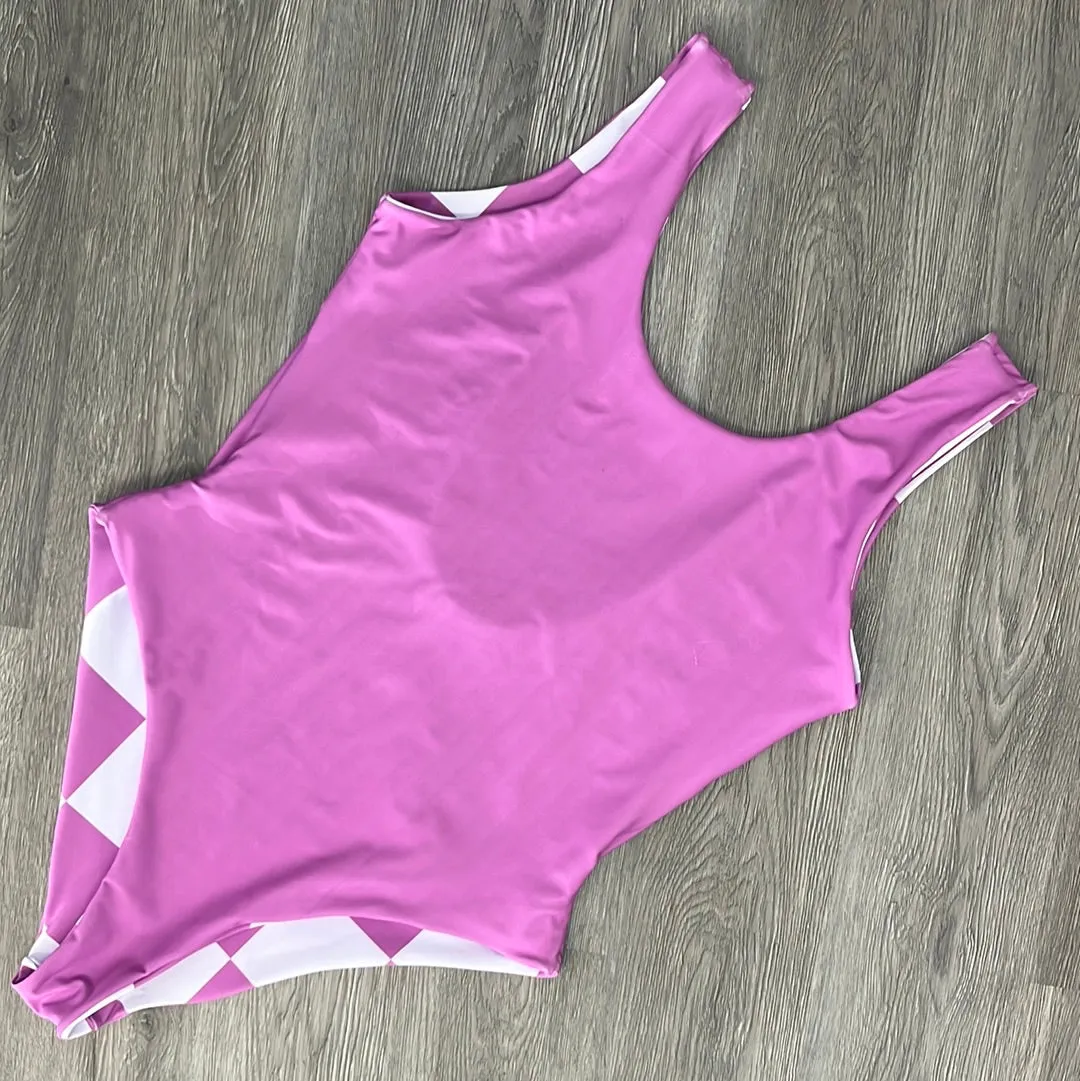 Checkered Lavender One Piece