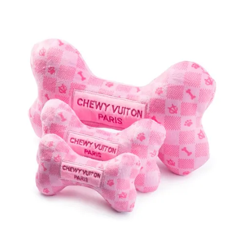 Chewy Vuiton Pink Checker Bone