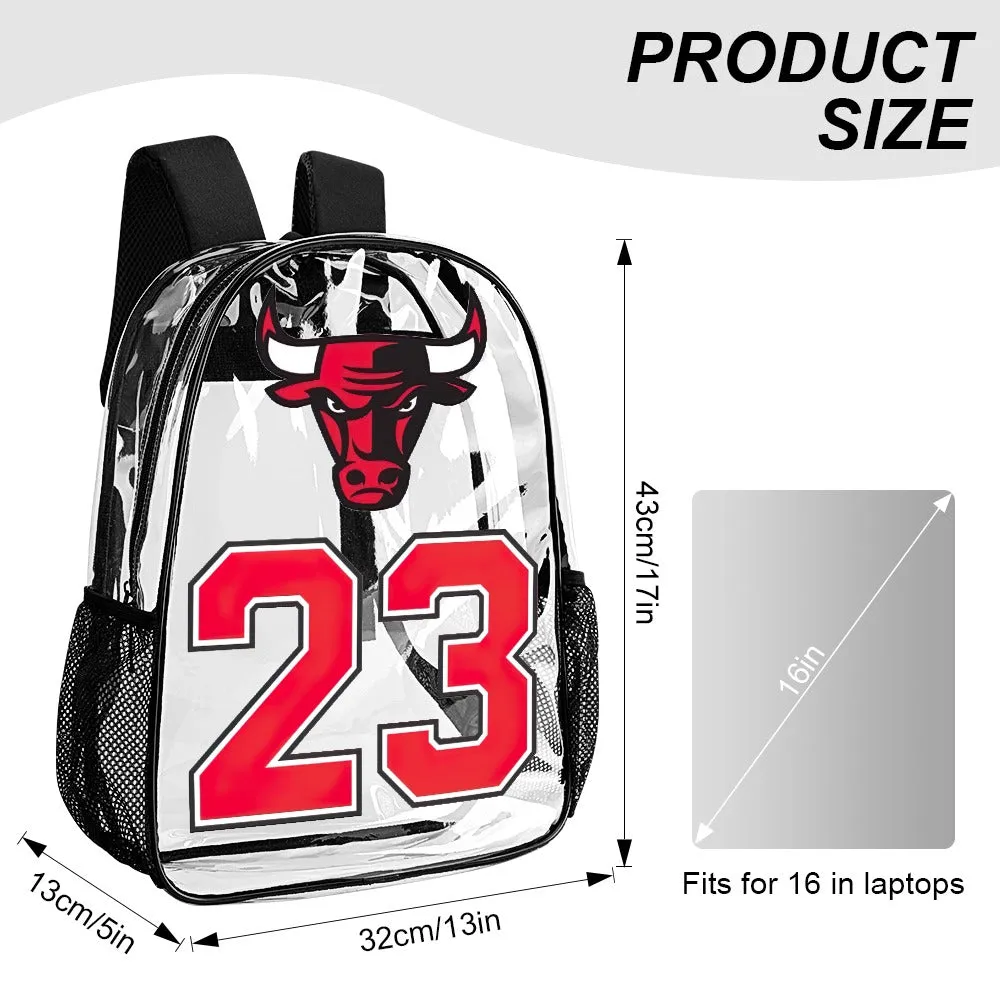 Chicago Bulls 23 Jordan Transparent Backpack 17 Inch