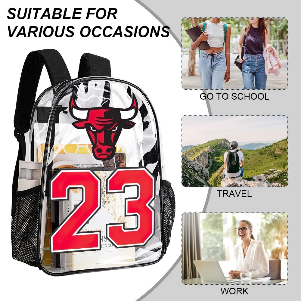 Chicago Bulls 23 Jordan Transparent Backpack 17 Inch