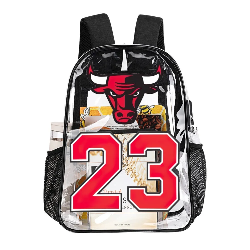 Chicago Bulls 23 Jordan Transparent Backpack 17 Inch
