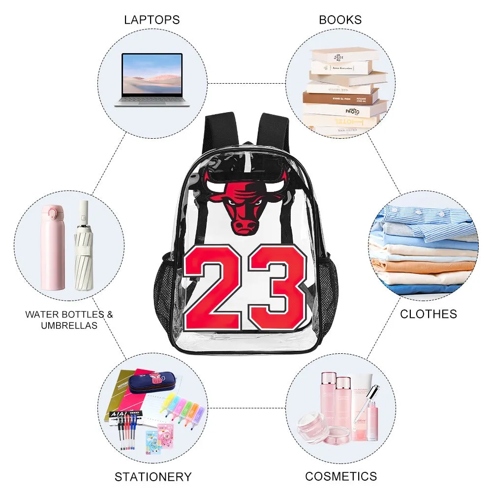 Chicago Bulls 23 Jordan Transparent Backpack 17 Inch