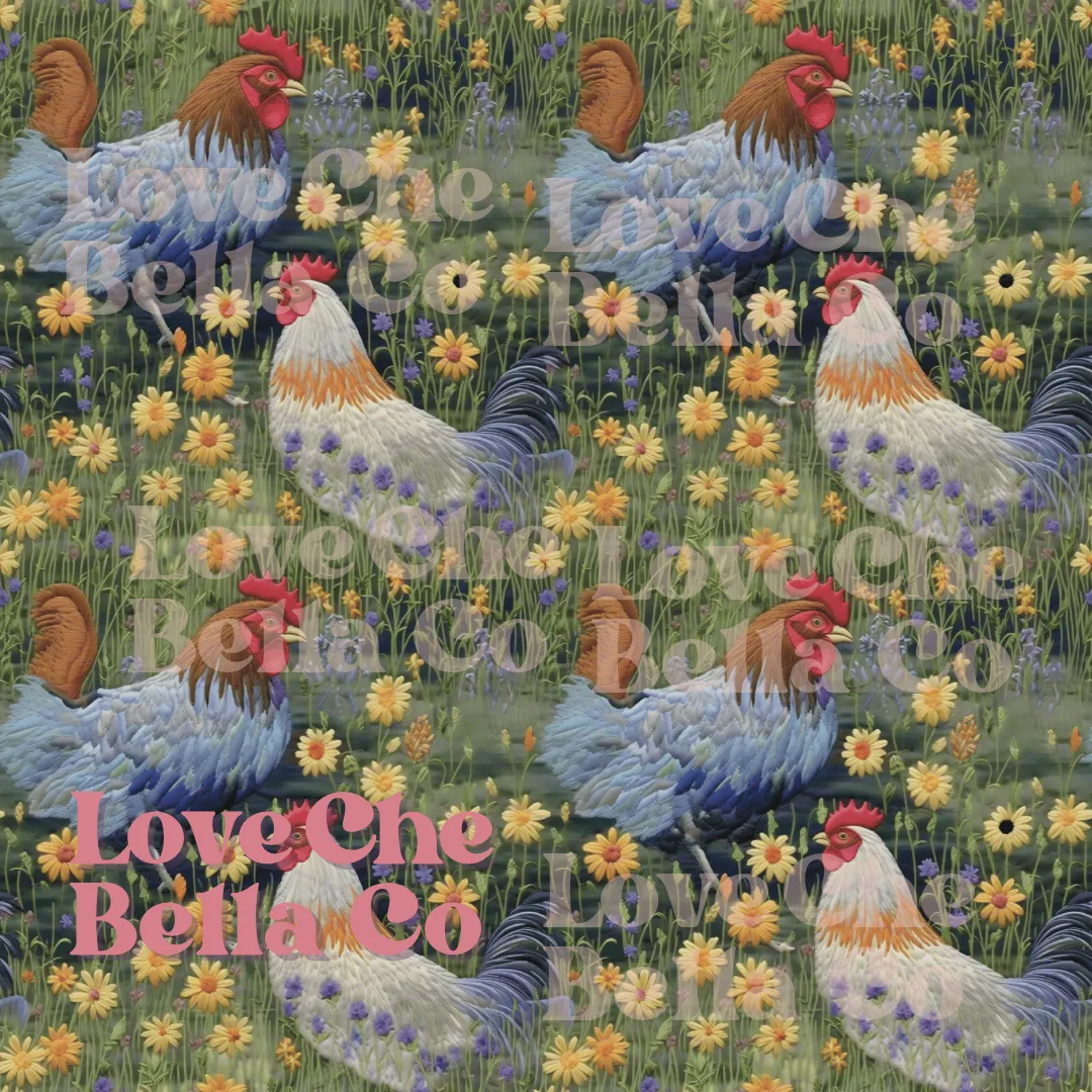 Chicken Wildflowers - SEAMLESS FILES