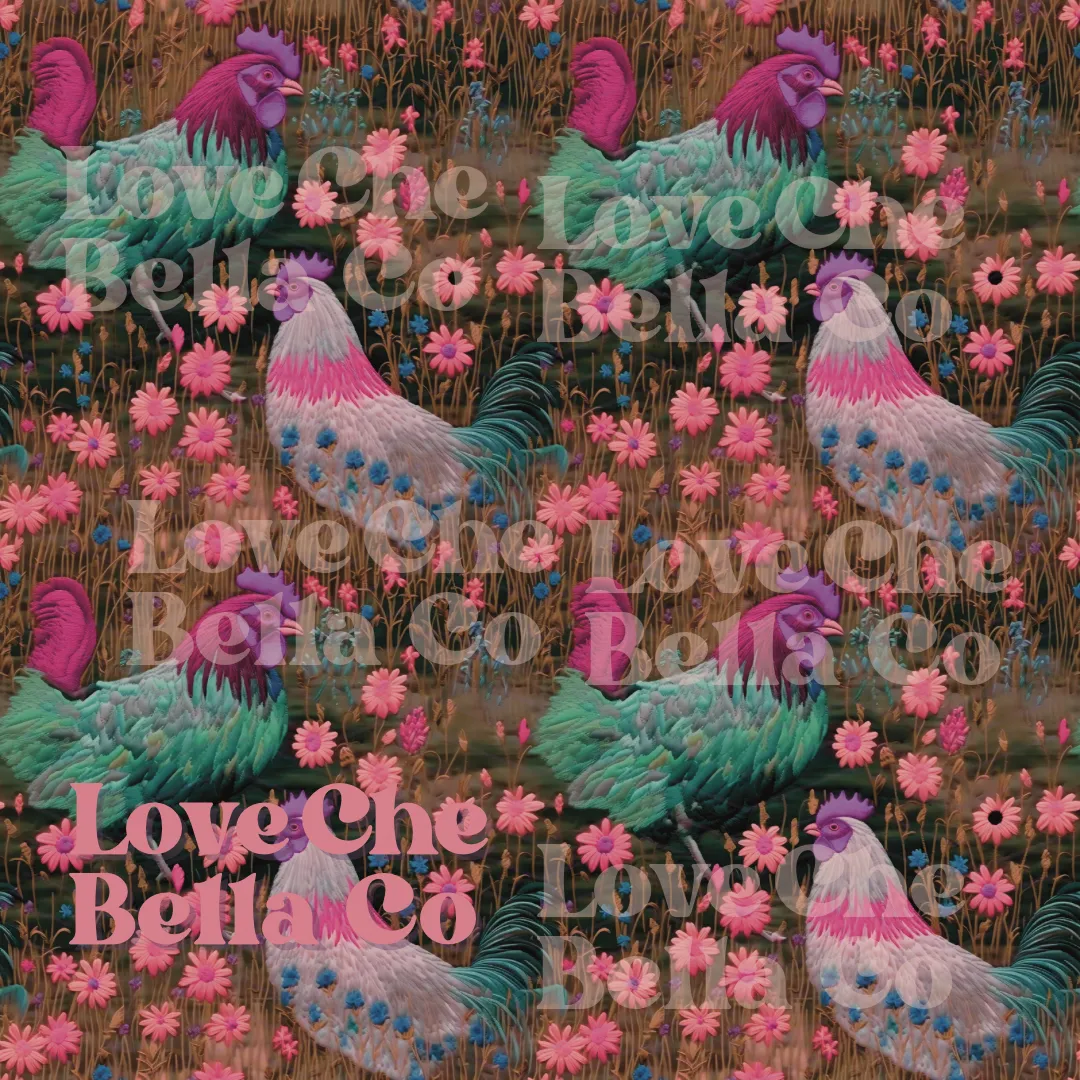 Chicken Wildflowers - SEAMLESS FILES