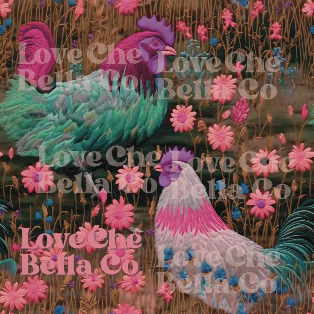 Chicken Wildflowers - SEAMLESS FILES