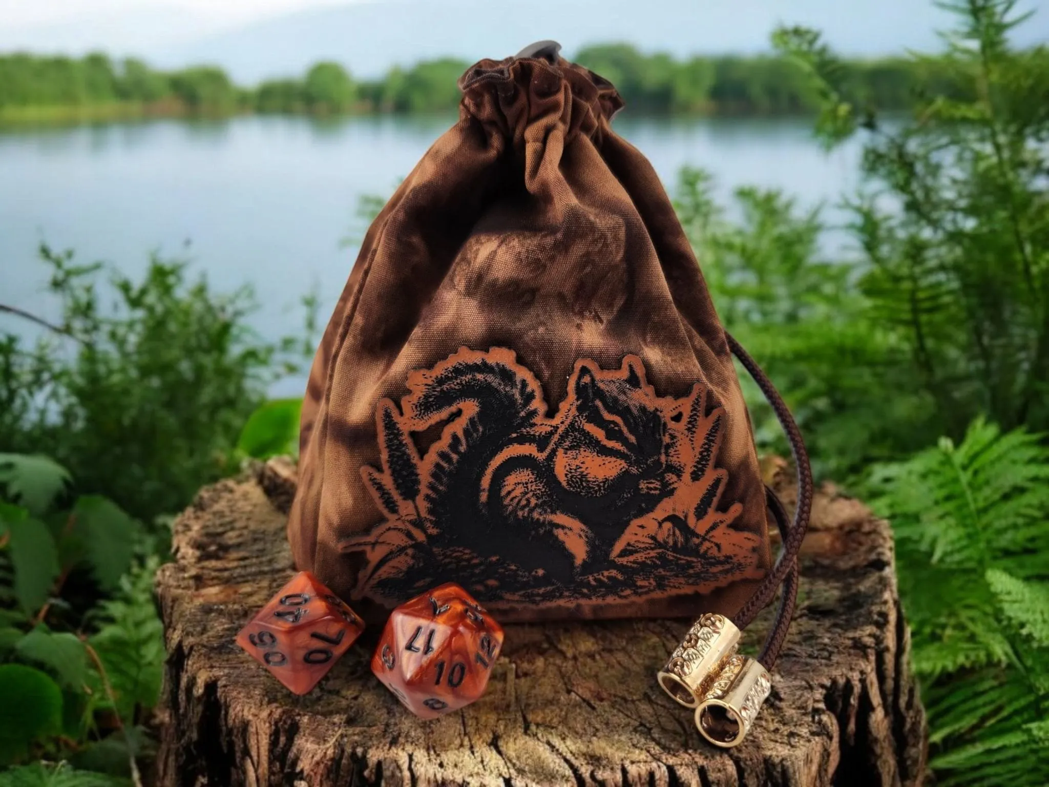 Chipmunk with full cheeks dice bag