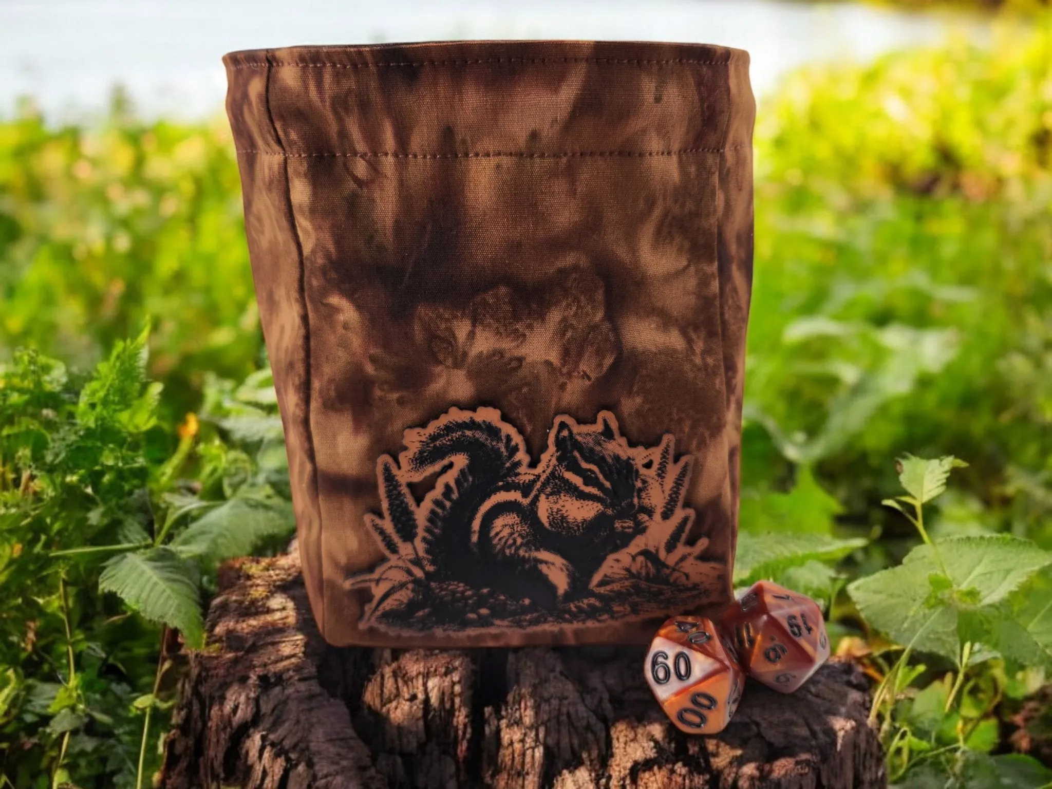 Chipmunk with full cheeks dice bag