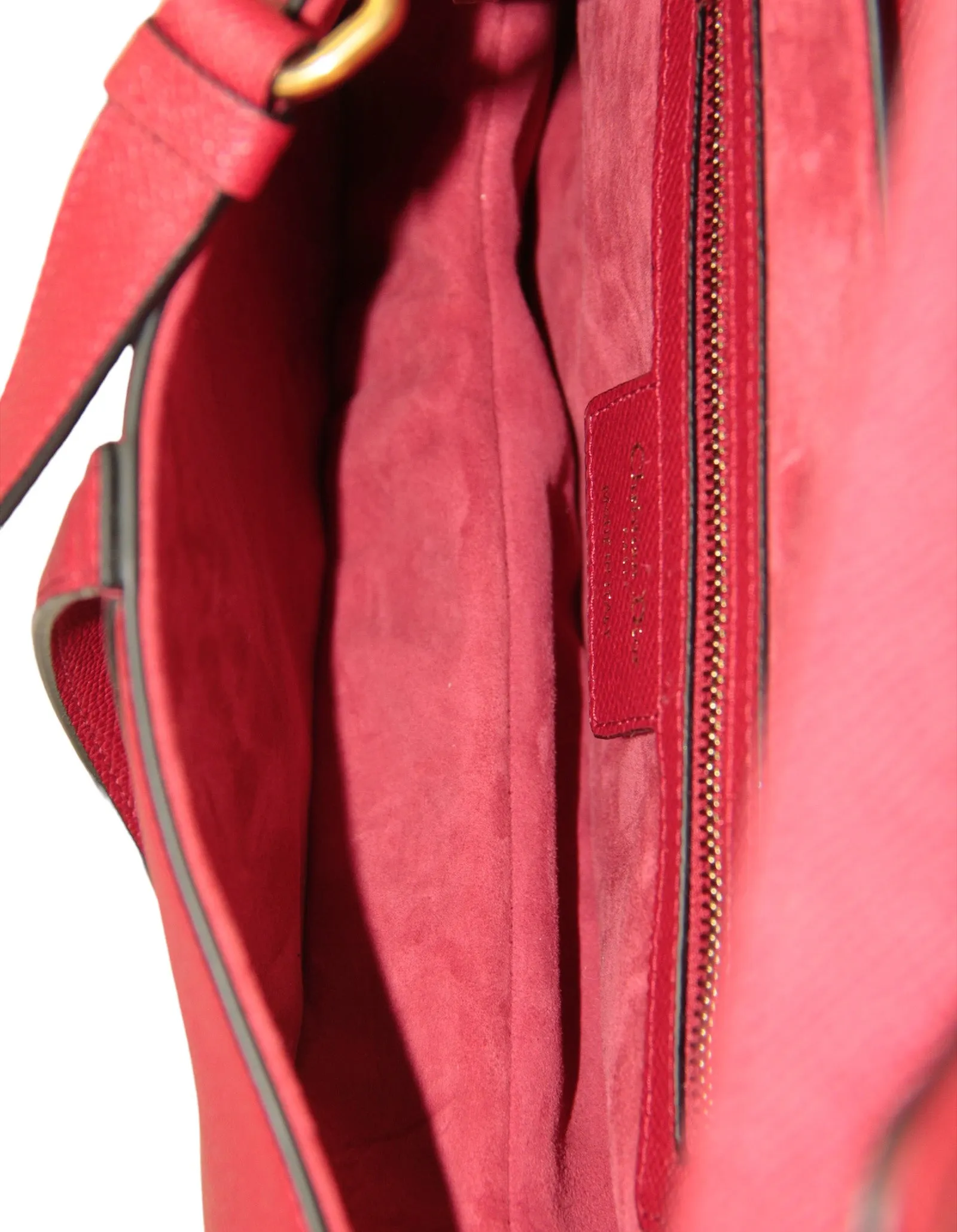 Christian Dior Red Calfskin Saddle Bag w/ Strap