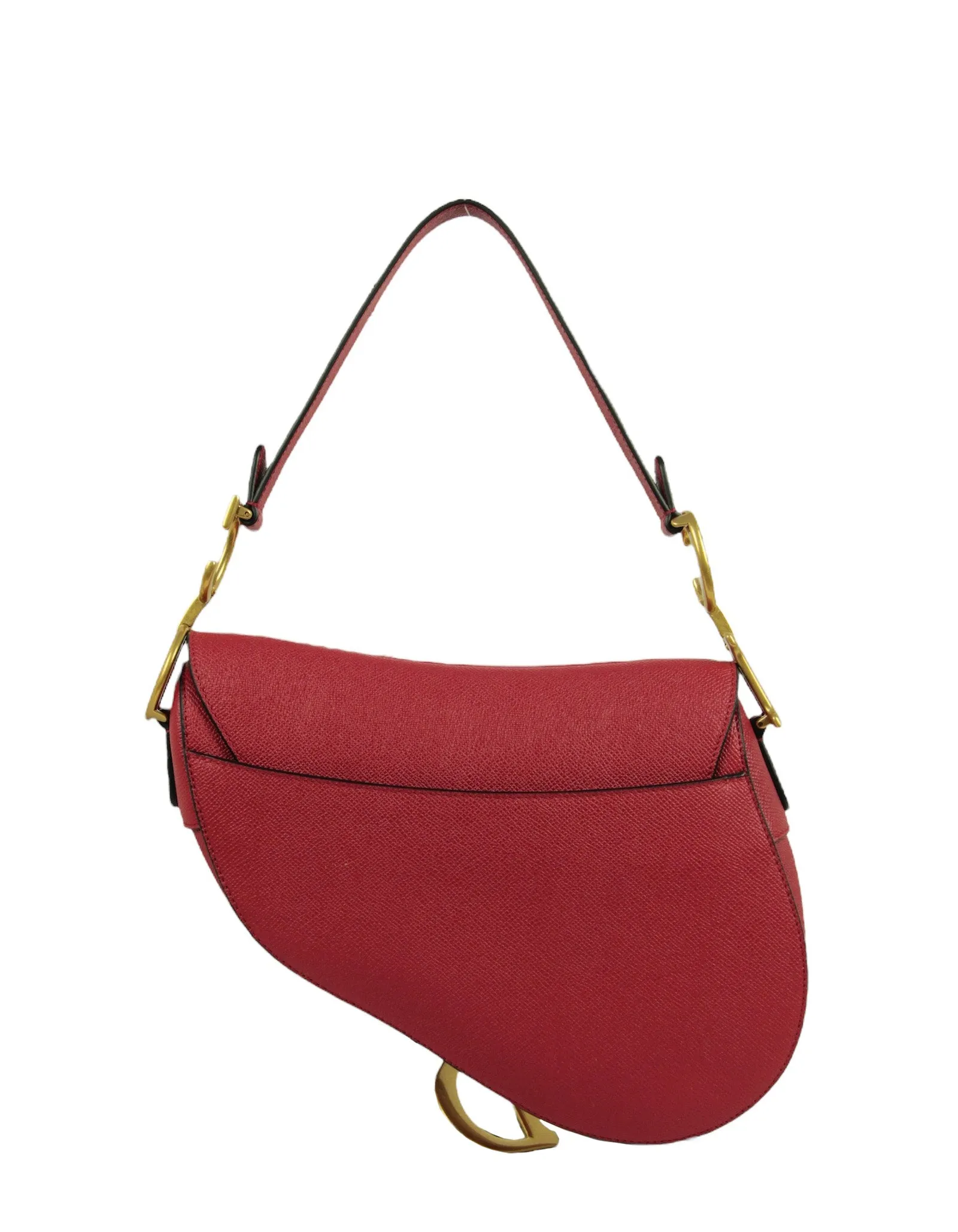 Christian Dior Red Calfskin Saddle Bag w/ Strap
