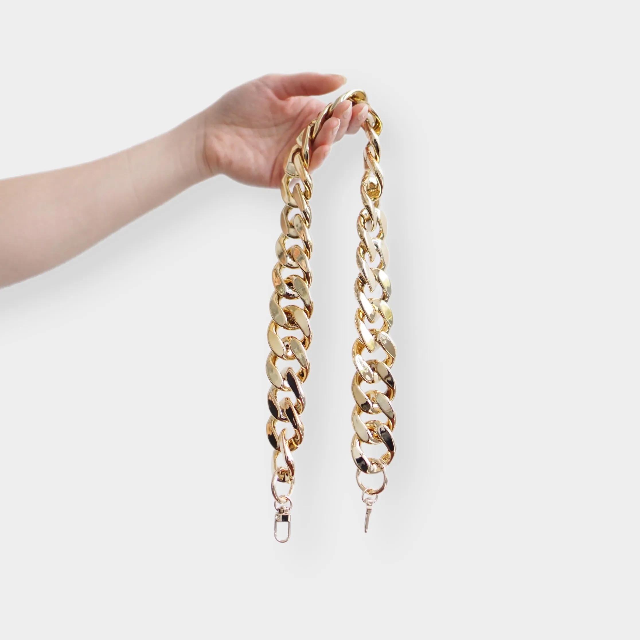 Chunky Flat Gold Chain Handle Strap