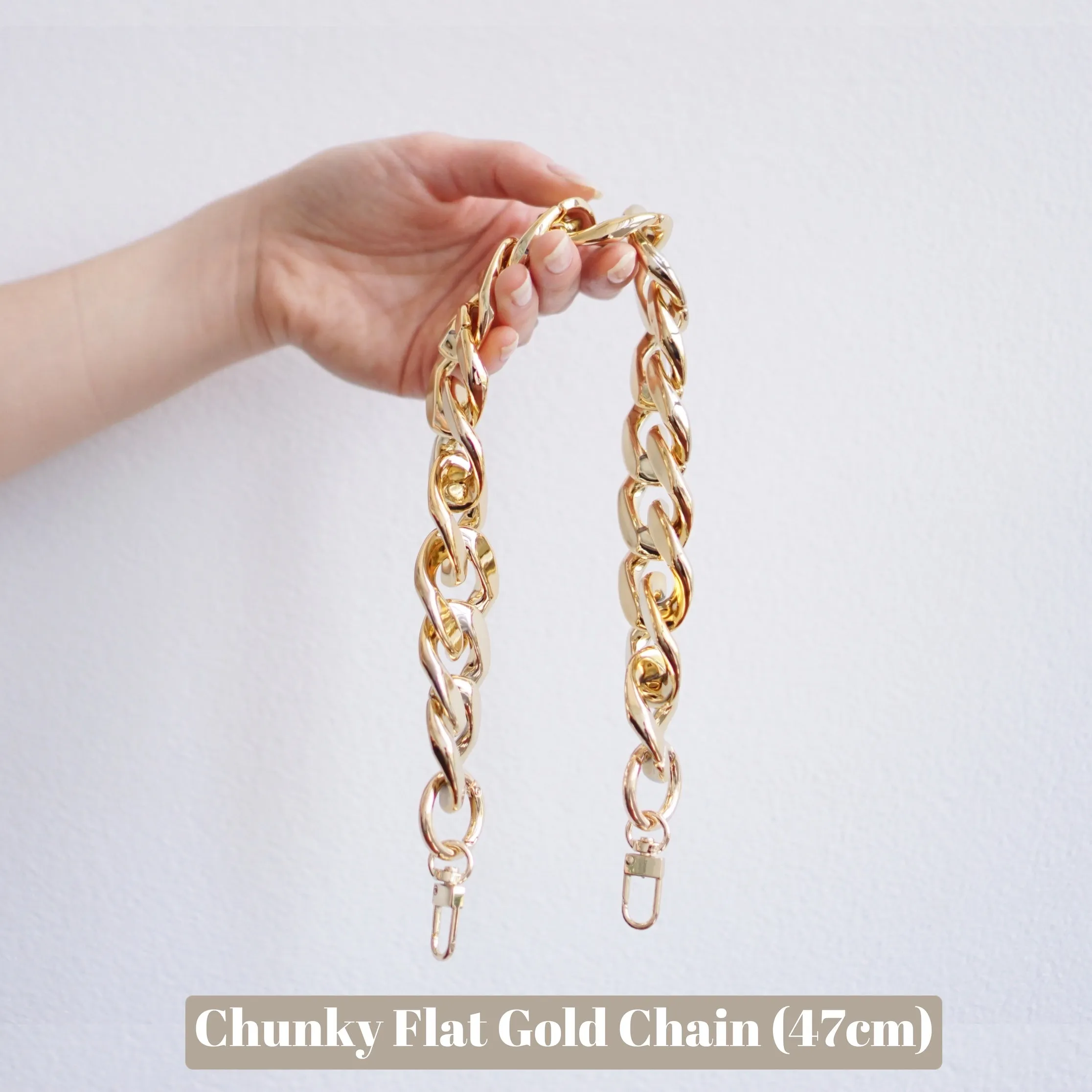 Chunky Flat Gold Chain Handle Strap