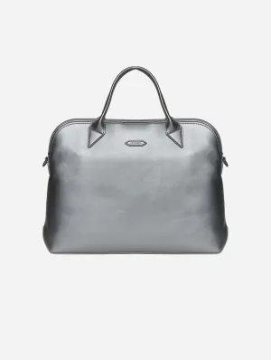 City Vegan Apple Skin Leather Briefcase | Silver