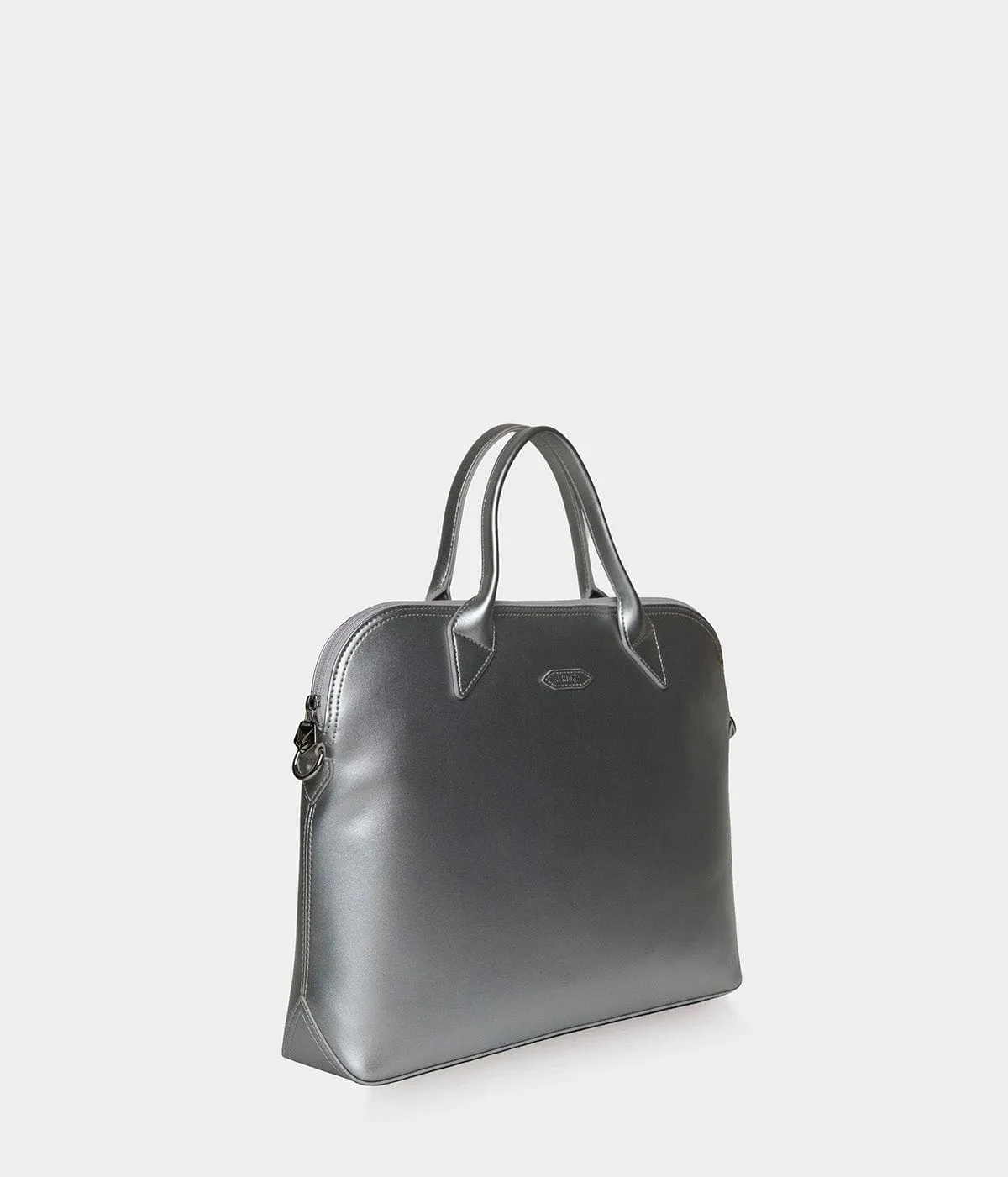 City Vegan Apple Skin Leather Briefcase | Silver