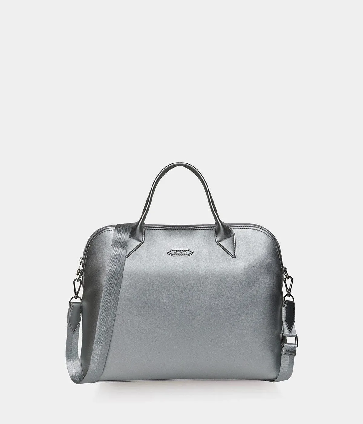 City Vegan Apple Skin Leather Briefcase | Silver