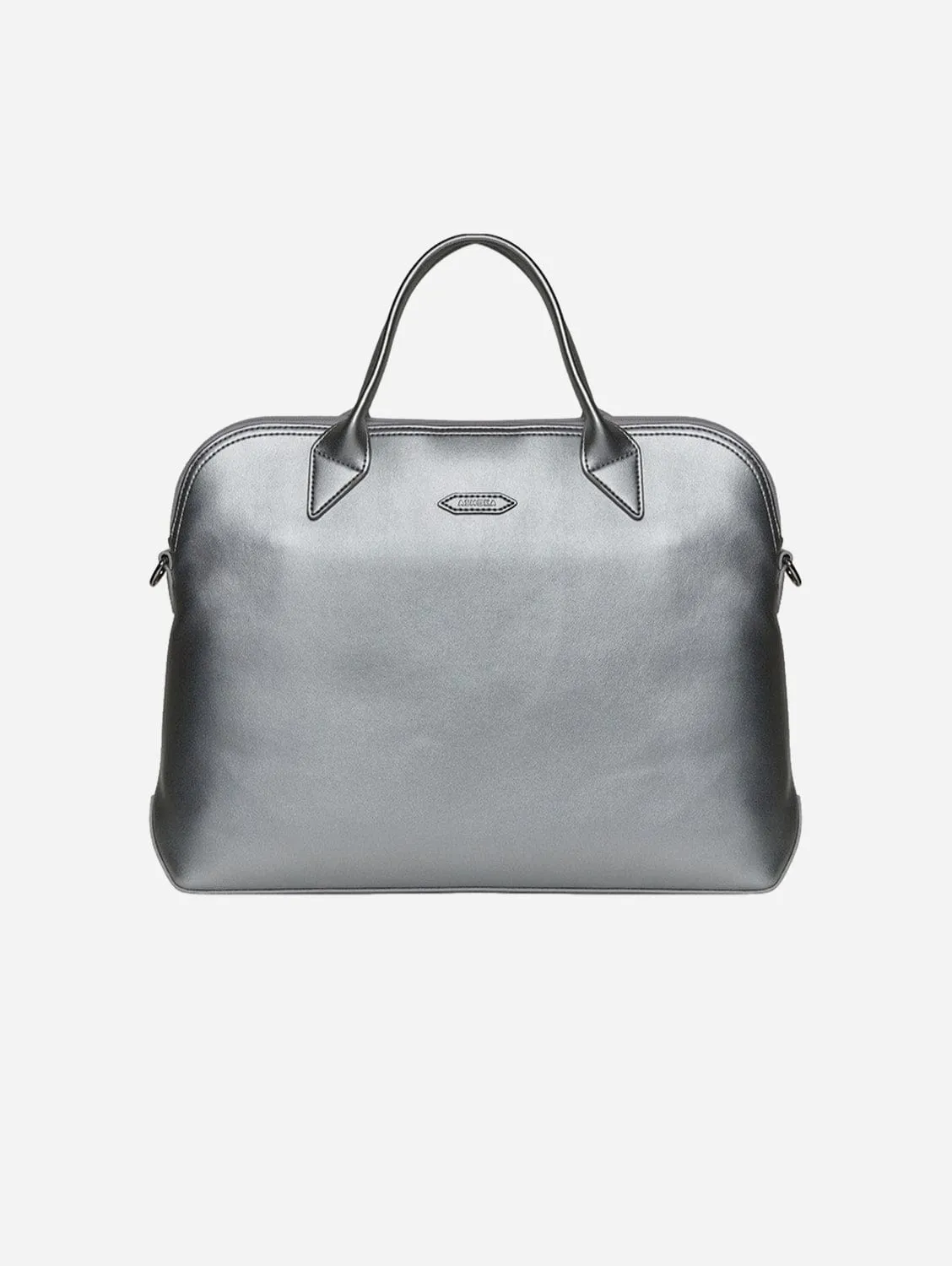 City Vegan Apple Skin Leather Briefcase | Silver