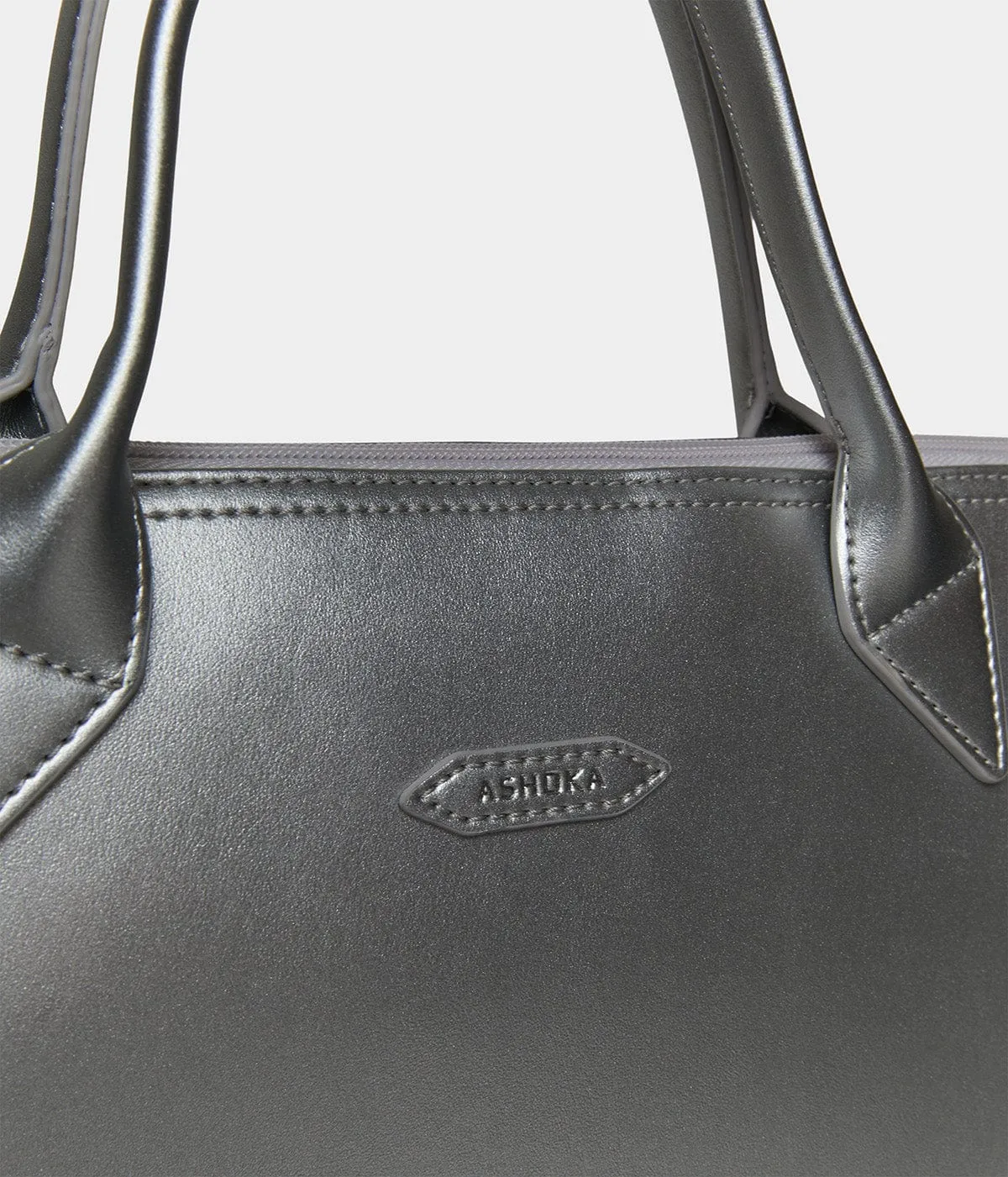 City Vegan Apple Skin Leather Briefcase | Silver