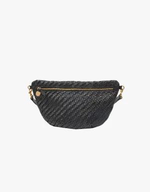 Clare V. Grande Fanny Belt Bag in Black Woven Zig Zag