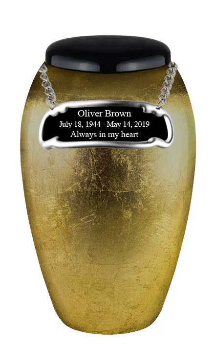 Classy Series - Flat Top Daffodil Fiberglass Cremation Urn, Gold - IUFG110