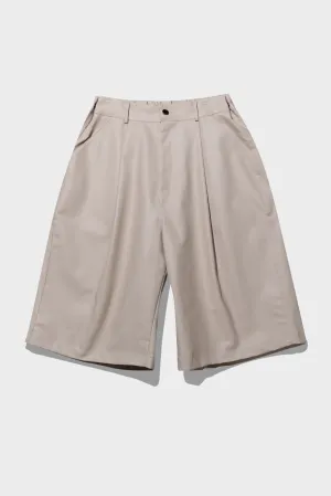 Coated Cotton Wide Bermuda Shorts